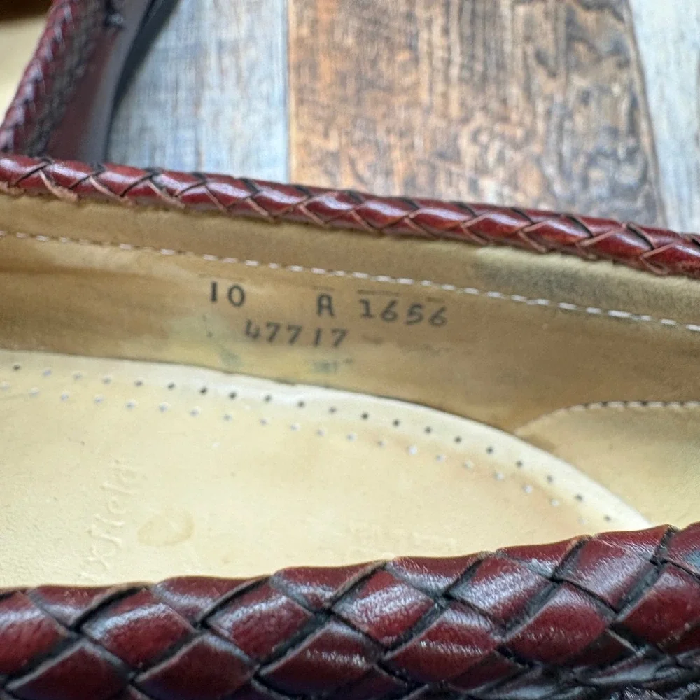 Allen Edmonds Maxfield Burgundy Leather Woven Tassel Loafers Mens 10 A 1656